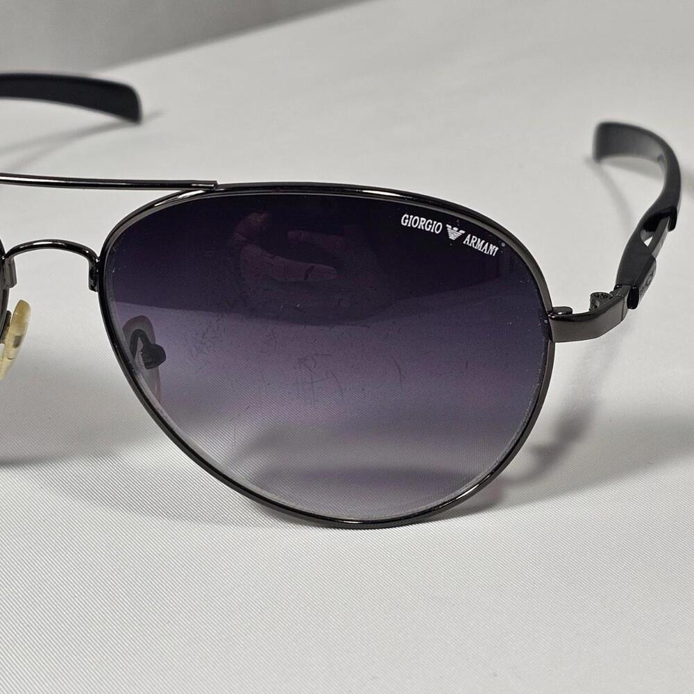 Vintage Giorgio Armani Aviator Polarized Italy Sunglasses Black Frame - Picture 3 of 13